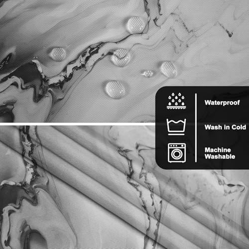 No Hook Marble Shower Curtain