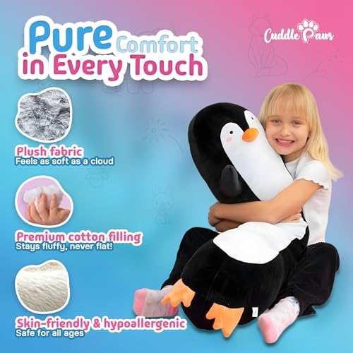 Cuddle Paws Penguin Body Pillow - Soft Plush Toy for Kids and Adults