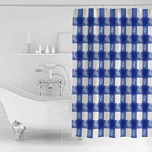 Savannan Watercolor Check Shower Curtain Set