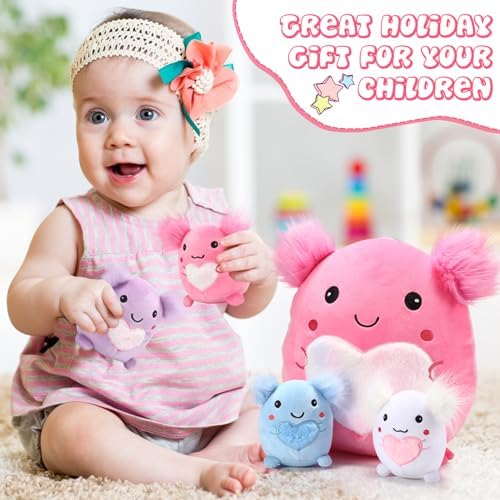 Hiboom Axolotl Plush Pillow Set 5 Pcs 12 Inch