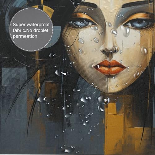 DAOWANGZUO Oil Painting Luxury Face Shower Curtain with 72x72in Pattern