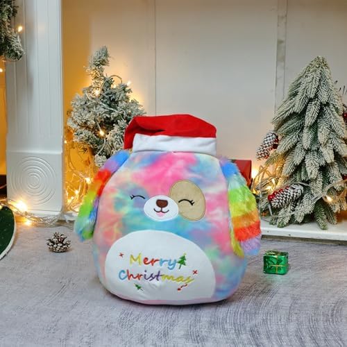 Easfan 12 Inch Christmas Rainbow Dog Plush Pillow