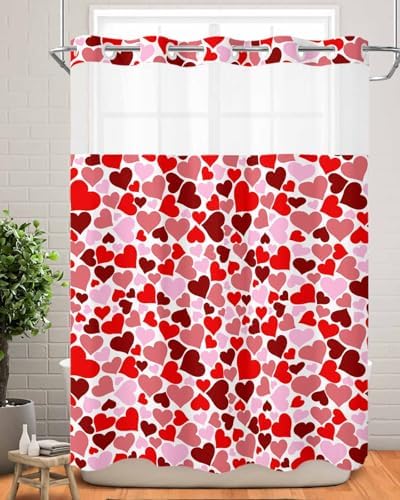 Luxury No-Hook Shower curtains for Valentines Day