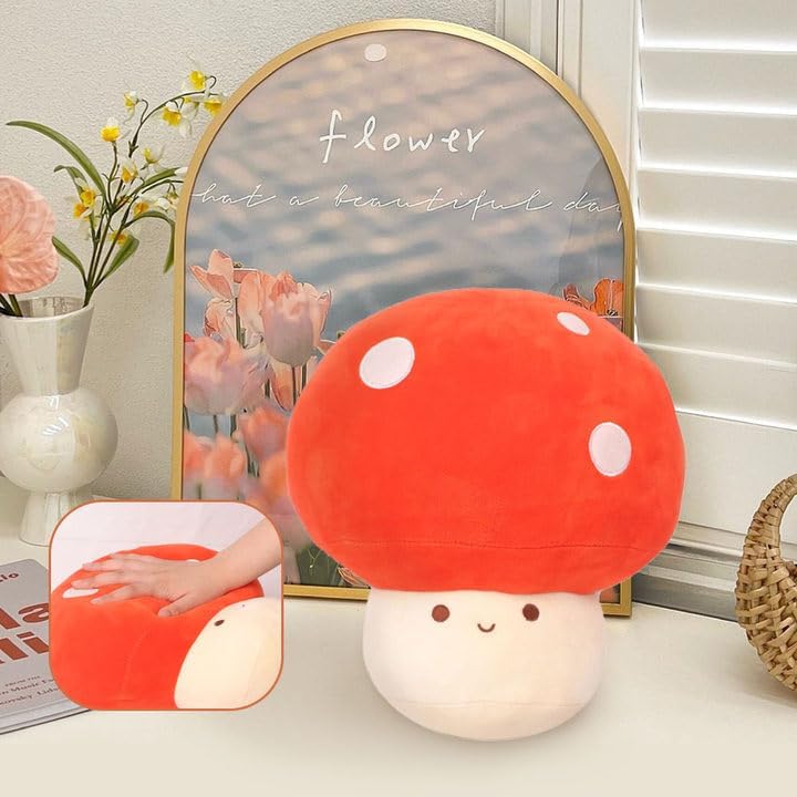 Soft Red Mushroom Plush Pillow Cute Toy for Kids and Girls