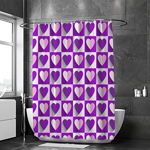 Hapuxt Valentines Day Heart Purple Shower Curtains Durable Waterproof Machine Washable