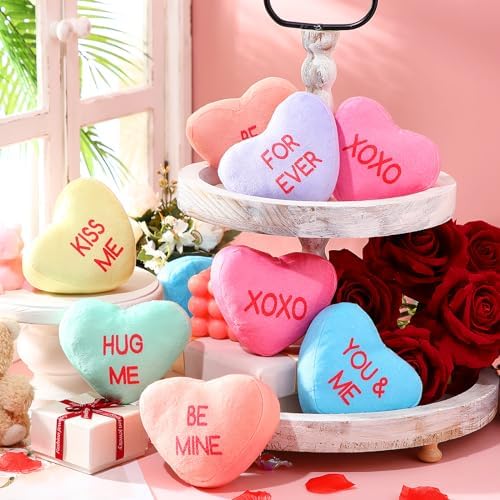 PullCrease 48 Pcs Conversation Heart Plush Pillow for Valentines Day