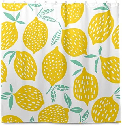 AUUXVA 72x72-inch Fruit Lemon Patterned Bath Curtain