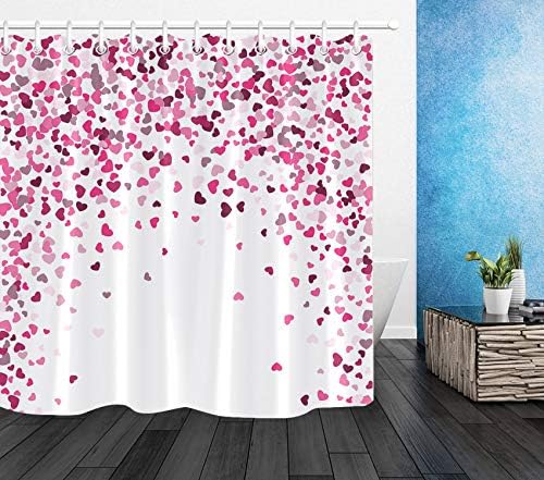 LB Romantic Hearts Shower Curtain Set 72x72 Waterproof