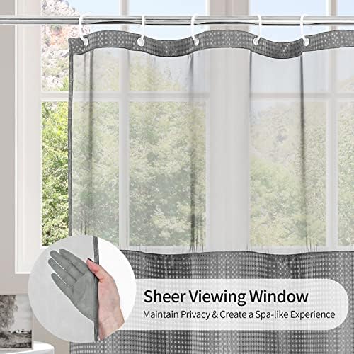 MitoVilla Grey Waffle Shower Curtain Set Luxury Heavy Duty for Relaxation