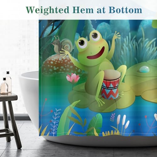 Aimego Funny Frog Shower Curtain Set