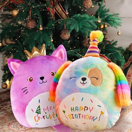 Magic 12 Plush Pillow for Dogs Christmaspackage with Merry Christmas Design