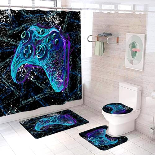 Neon Gaming Shower Curtain
