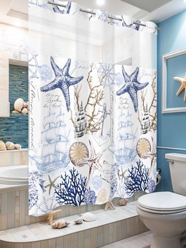 No Hooks Shower Curtain Set Waterproof and Super comfy for Your Bathroom
