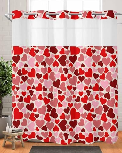 No-Hook Valentines Shower Curtain Set