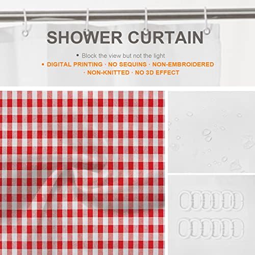BaoNews Red White Checkered Shower Curtain Set