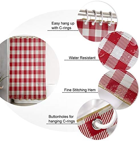 Charming Christmas Shower Curtain with Retro Buffalo Check Design