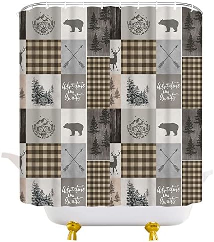 Warm Cabin Bear Rustic Shower Curtain Bear Moose Adventure Home Bathroom Curts