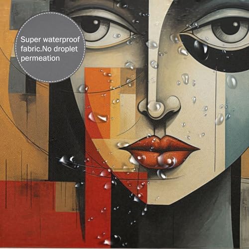 DAOWANGZUO Boho Face Shower Curtain Set Luxury Oil Painting Design