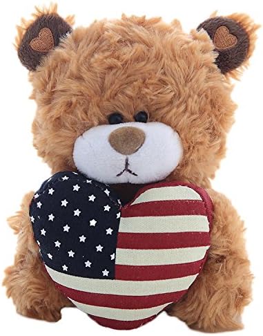 Plushland American Flag Bear Gift - Huggable Heart Stuffed Toy