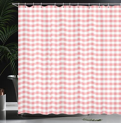 Ambesonne Checkered Shower Curtain Pastel Pink 69x70