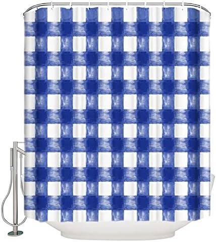 Savannan Watercolor Check Shower Curtain Set