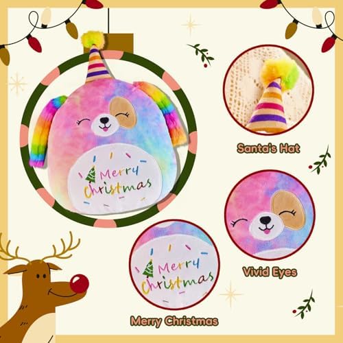 Magic 12 Plush Pillow for Dogs Christmaspackage with Merry Christmas Design