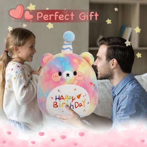 ARELUX 18in Cute Color Bear Plush Pillow