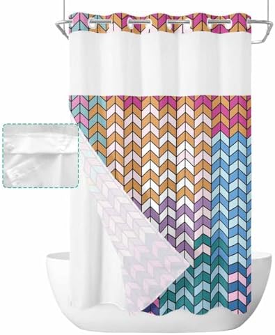 Stylish No-Hook Shower Curtains Set for Home Use 54x78