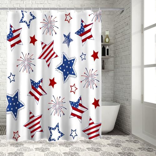 ALAGEO 4th of July USA Flag Shower Curtain