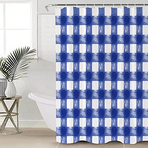 Savannan Watercolor Check Shower Curtain Set