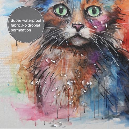 Cute Cat Shower Curtain Set with 12 Hooks 72x72in 1