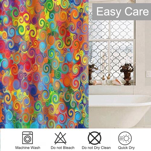 Rainbow shower curtain 72x72 inches 12 hooks perfect bathmat