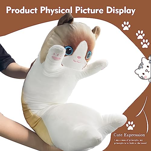 Long Cat Plush Pillow 196in Cute White Cat Plushie Body Pillow