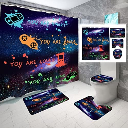 boys gaming Bathroom shower curtain set