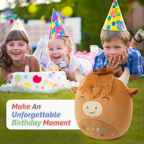 Cuckool 14 Highland Cow Stuffed Animal Plush Pillow Perfect Birthday Gift