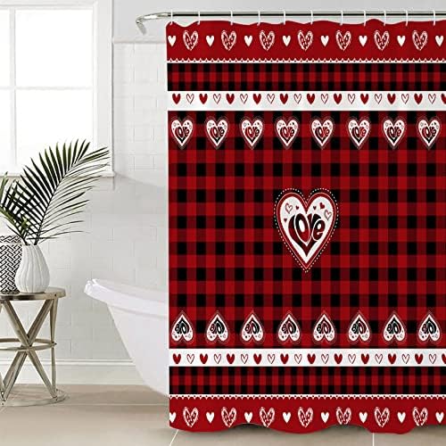 Heart Red Buffalo Check Shower Curtain