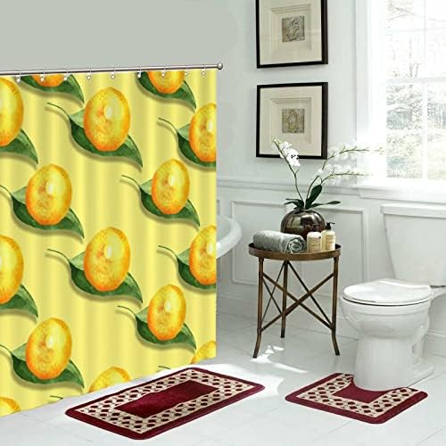 Fruit Pattern 65x71 Lemon shower curtain liner waterproof polyester with hook closure