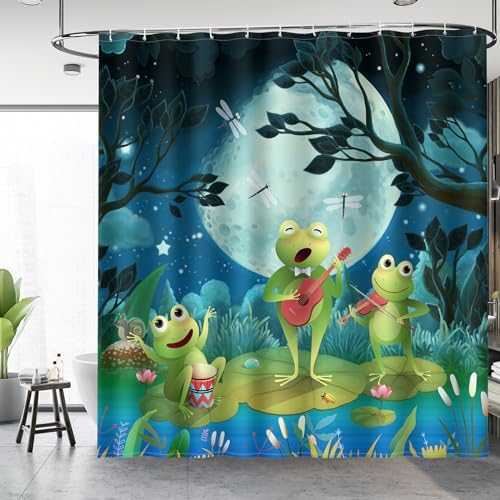 Aimego Funny Frog Shower Curtain Set