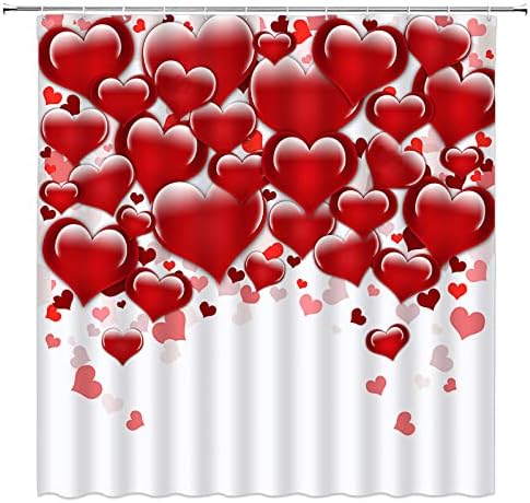 Exquisite Heart-shaped Red Shower Curtain for Valentines Day
