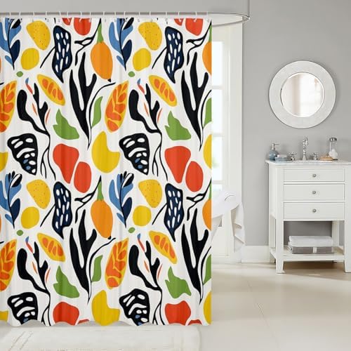 Jejeloiu Kids Tropical Fruit Shower Curtain Set 72x72