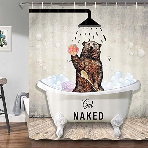 Get Away from Me Funny Bear Kids Bathroom Curtain