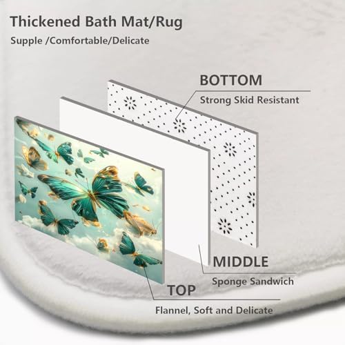 AlexEx 4-Piece Green Butterfly Shower Curtain Set