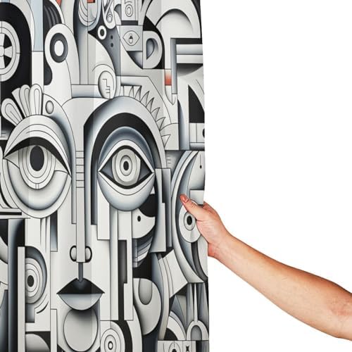 Abstract Face Boho Shower Curtain Set72x72 in