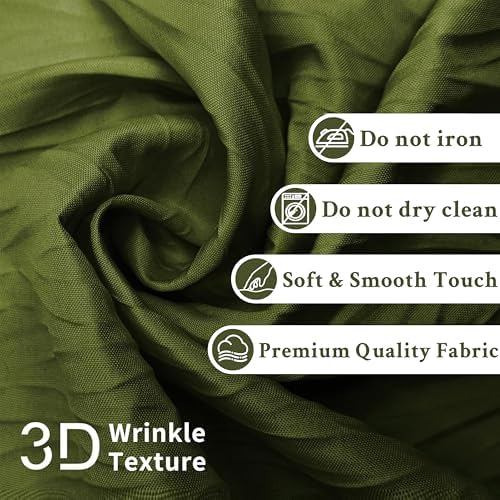 HONCO DIRECT Crumpled Olive Green Shower Curtain