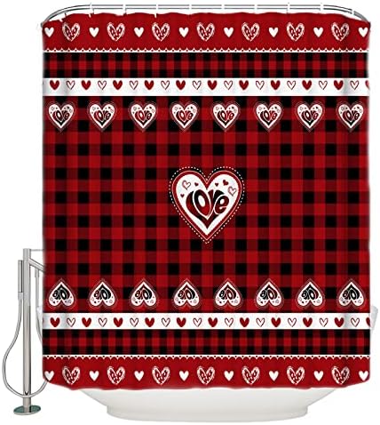 Heart Red Buffalo Check Shower Curtain