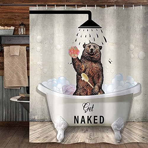 Get Away from Me Funny Bear Kids Bathroom Curtain