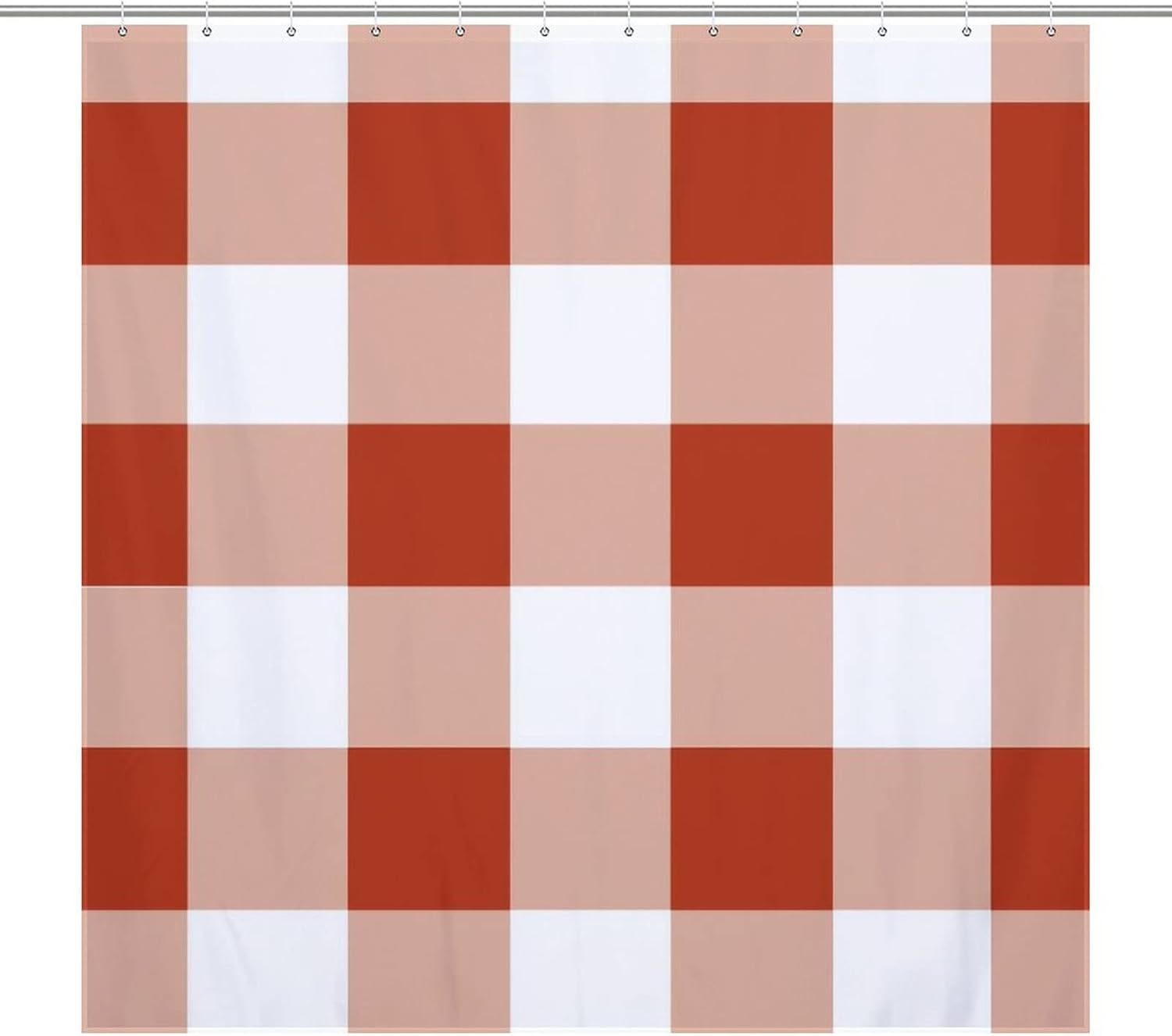 High-Quality Buffalo Plaid Bath Shower Curtain with 12 Hooks