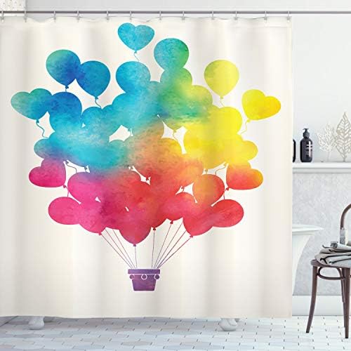Ambesonne Watercolor Shower Curtain Happy Chevron Print