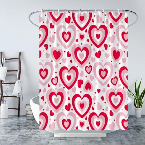 Valentines Day Pink Heart Shower Curtain