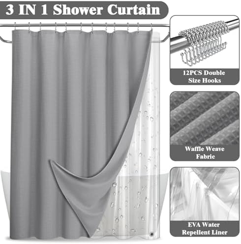 3-in-1 Shower Curtain Set for Bathroom